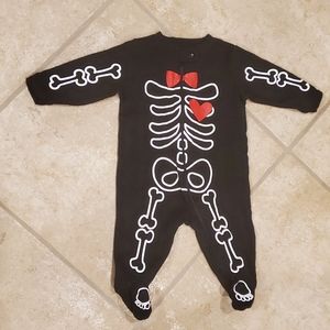 Halloween Skeleton Bodysuit Black White 3 to 6 Mo